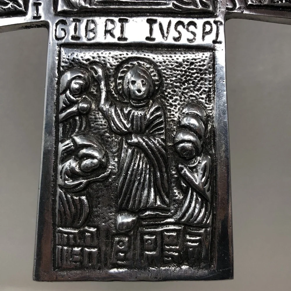Vintage Pewter Cross Silver Tone Religious Decor